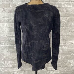 Generation Love Distressed Gray Camo
Asymmetric Wool Blend Sweater